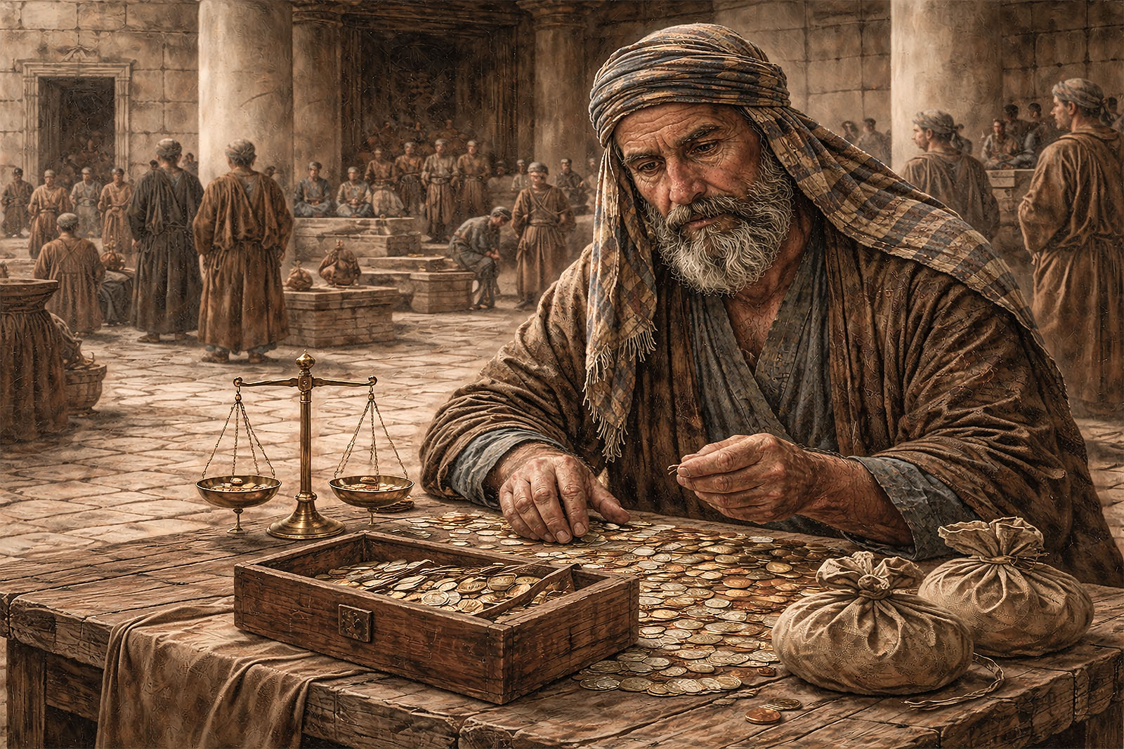 Money changer on the Temple Mount.